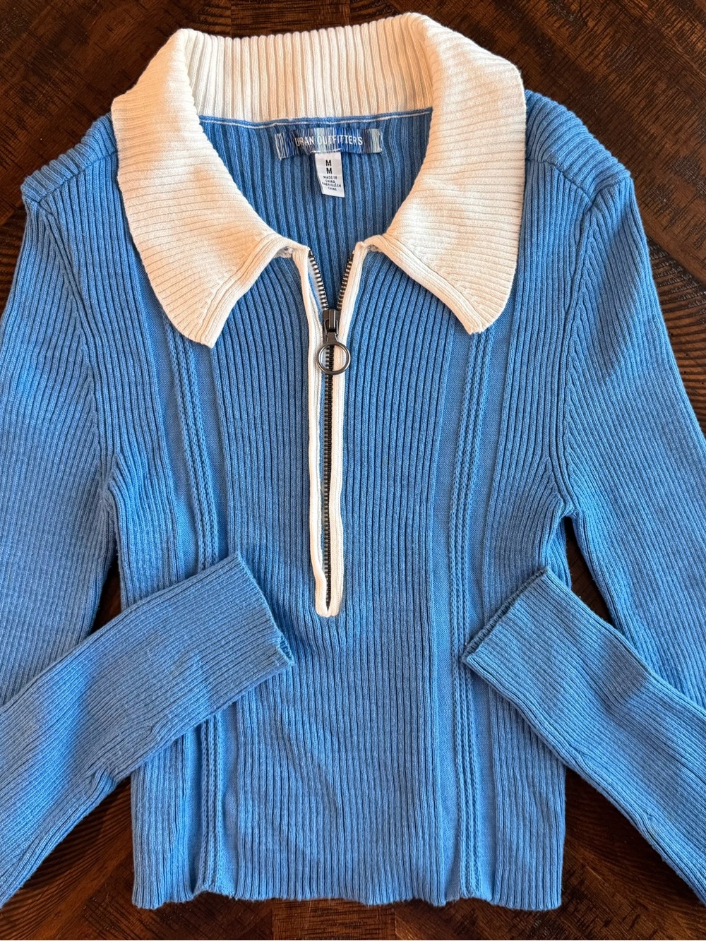 Urban Outfitters Dylan Quarter-Zip Ribbed Polo Sweater